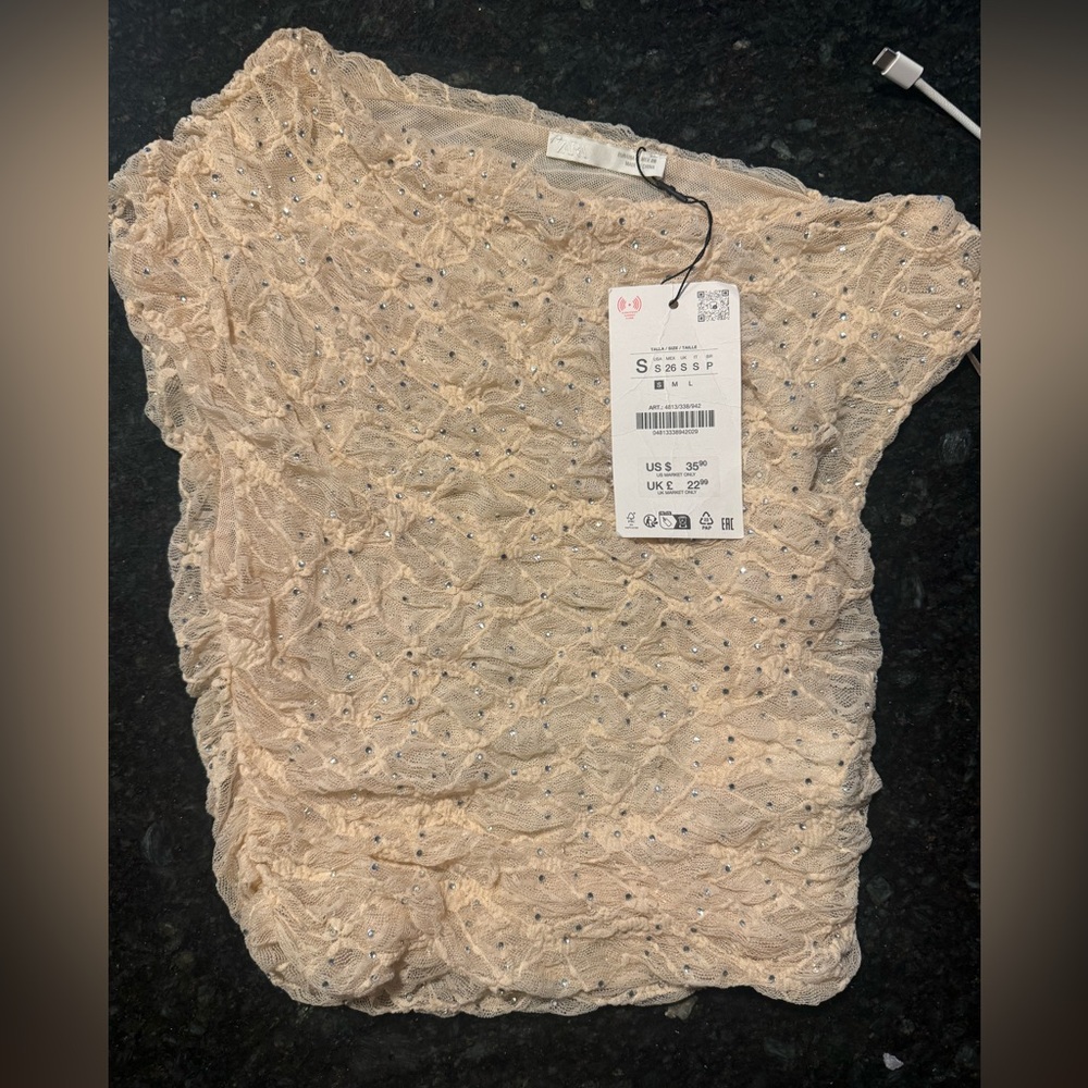 Zara crop top with rhinestone
